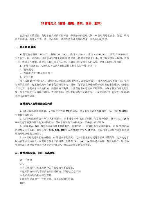 5S管理定义