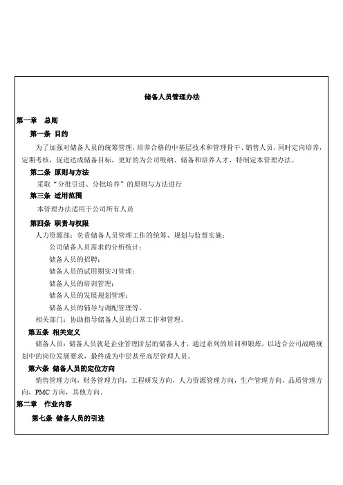 储备人员管理办法