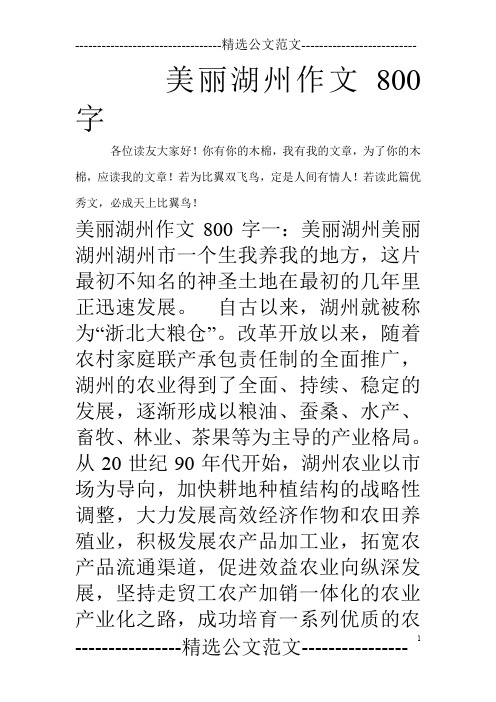 美丽湖州作文800字
