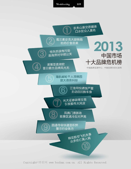 2013中国市场十大品牌危机榜