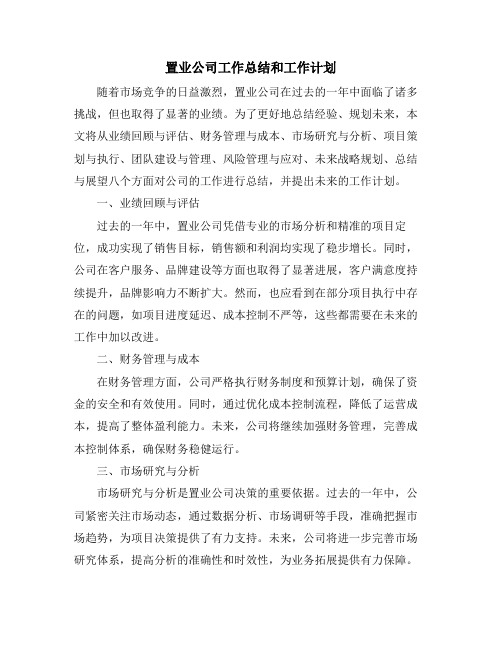 置业公司工作总结和工作计划 (2)
