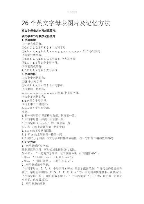 26个英文字母表图片及记忆方法