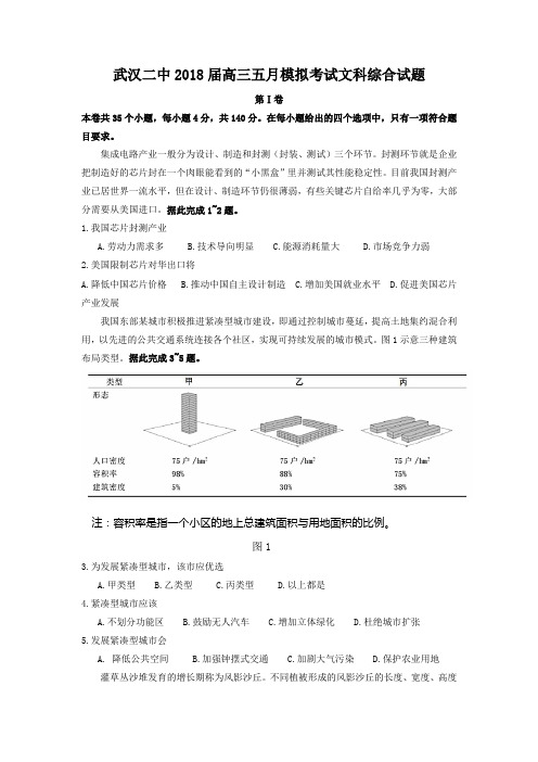 湖北省武汉市第二中学2018届高三5月模拟考试文科综合地理试题