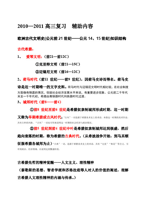 高三历史复习辅助内容