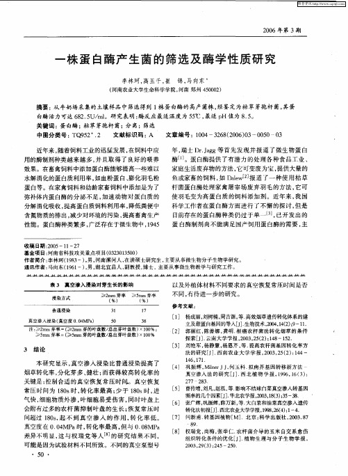 一株蛋白酶产生菌的筛选及酶学性质研究