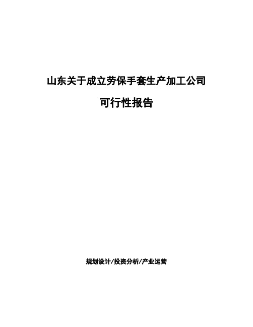 山东关于成立劳保手套生产加工公司可行性报告