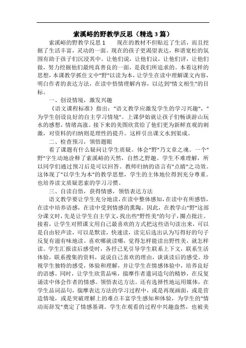 索溪峪的野教学反思(精选3篇)