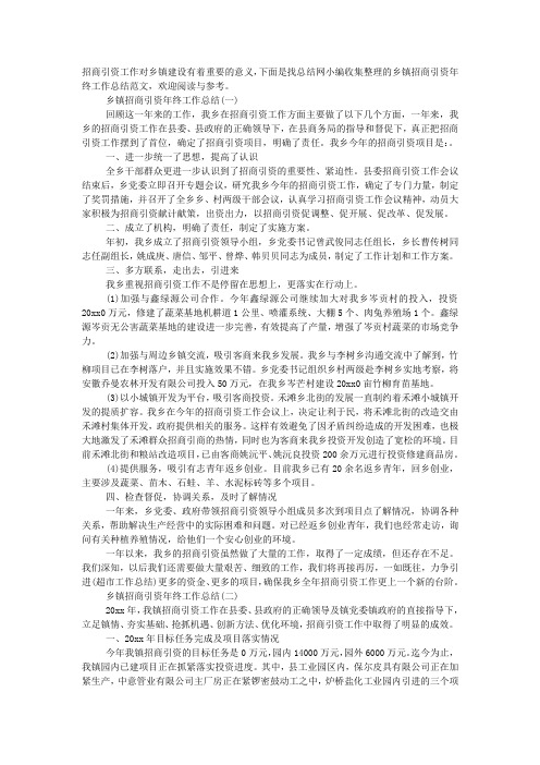 乡镇招商引资年终工作总结.docx