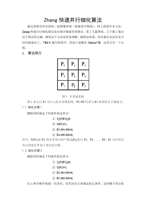 Zhang快速并行细化算法