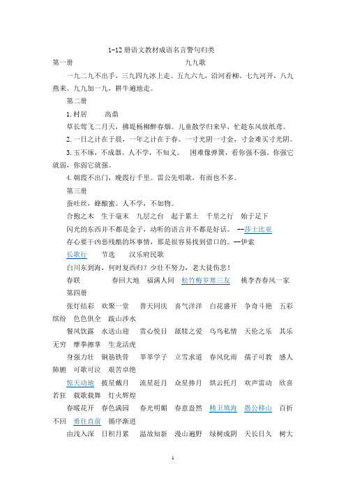 1-12册语文教材成语名言警句归类