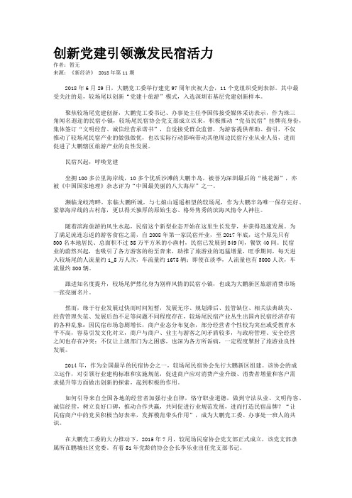 创新党建引领激发民宿活力