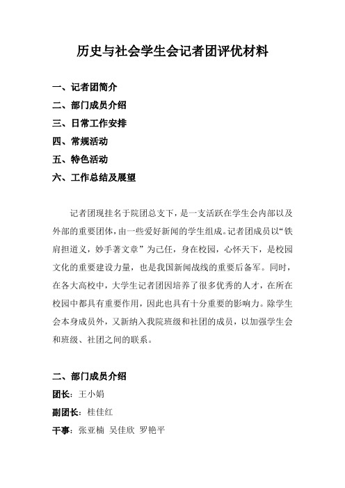 记者团评优材料