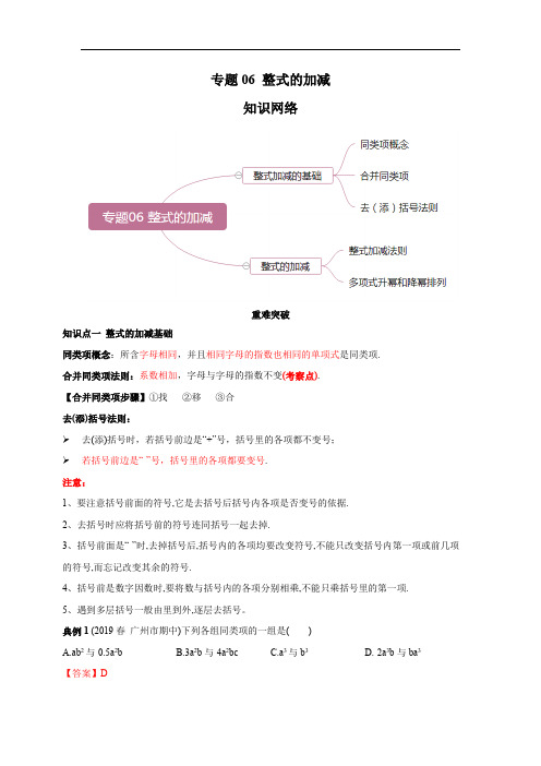 专题06 整式的加减(知识点串讲)(解析版)