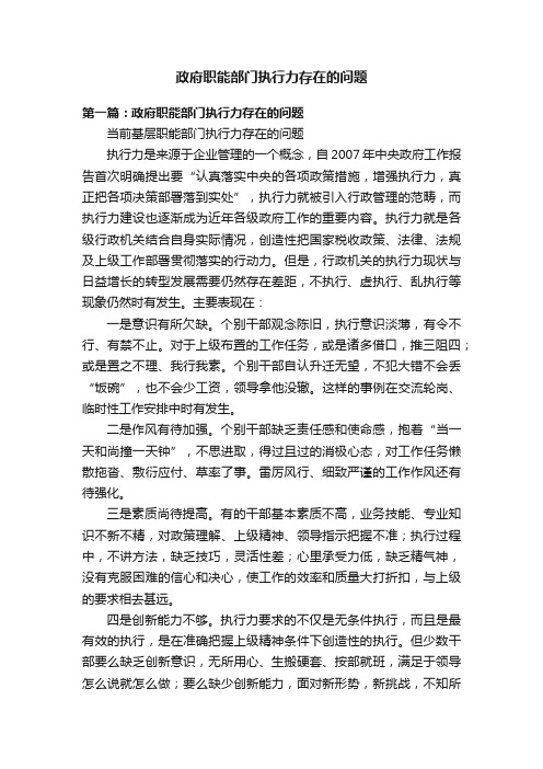 政府职能部门执行力存在的问题