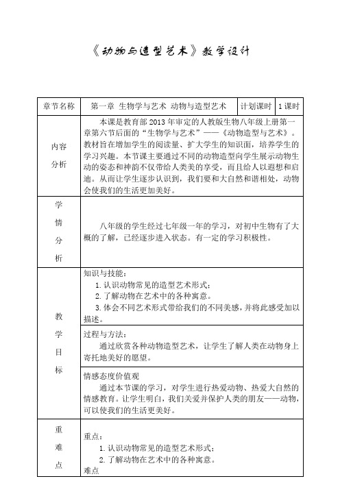 人教2011初中生物八年级上册《动物的主要类群 生物学艺术 动物与造型艺术》_15