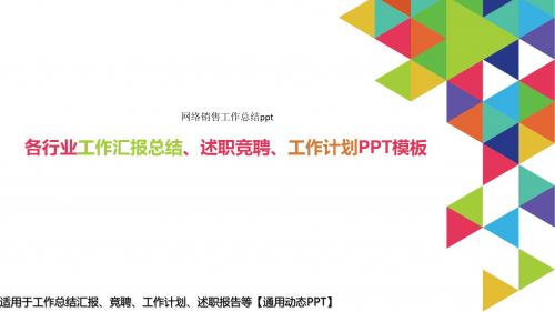 2018最新网络销售工作总结ppt【精品ppt】