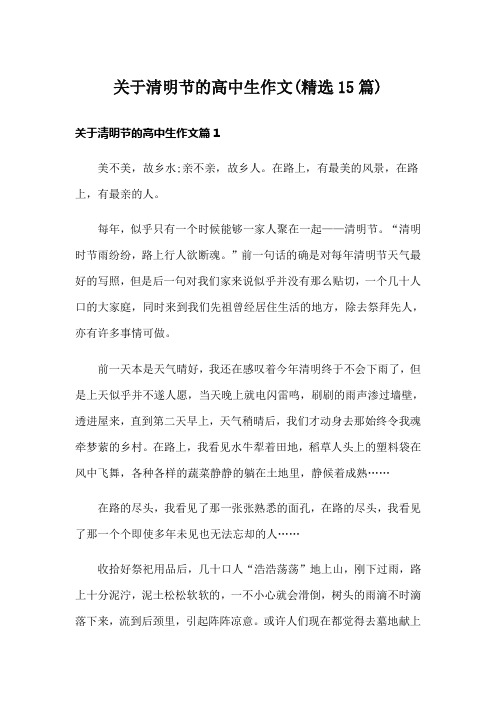 关于清明节的高中生作文(精选15篇)