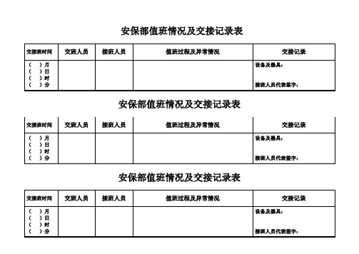 安保部值班及交接记录表