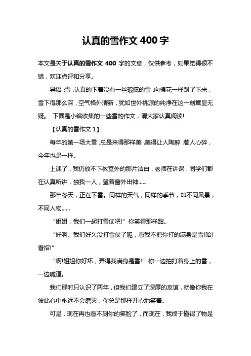 认真的雪作文400字