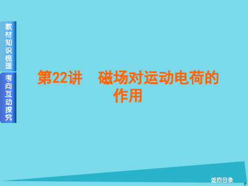 高考复习方案(全国卷地区专用)2020届高考物理一轮复习 第8单元 磁场 第22讲 磁场对运动电荷的作用课件