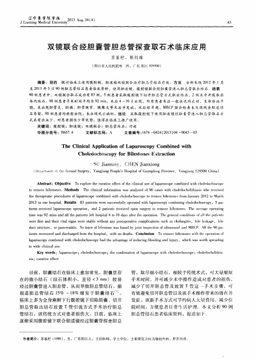 双镜联合经胆囊管胆总管探查取石术临床应用