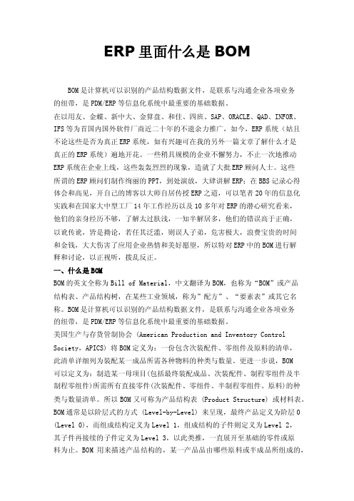 ERP里面什么是BOM