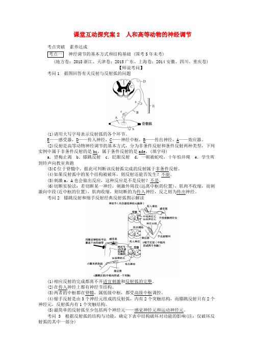 2020版高考生物一轮复习课堂互动探究案2人和高等动物的神经调节(含解析)