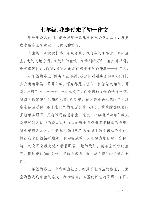 七年级,我走过来了初一作文