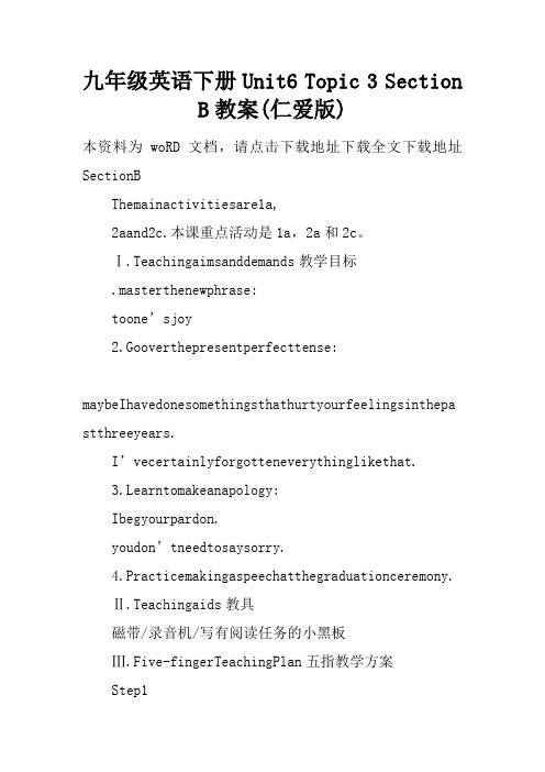 九年级英语下册Unit6 Topic 3 Section B教案(仁爱版)