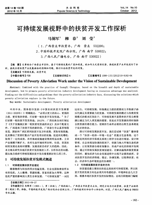 可持续发展视野中的扶贫开发工作探析