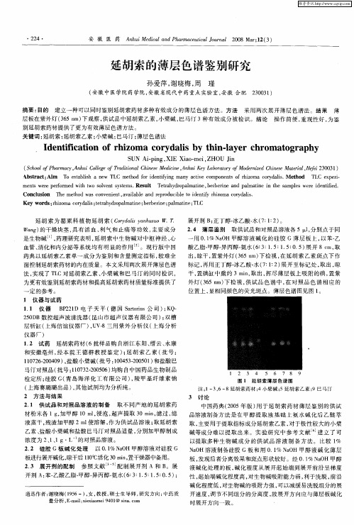 延胡索的薄层色谱鉴别研究