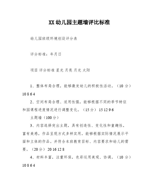 XX幼儿园主题墙评比标准