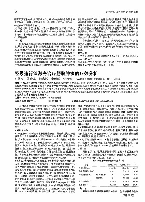经尿道行钬激光治疗膀胱肿瘤的疗效分析