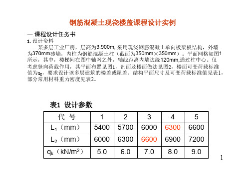 ★★钢筋混凝土楼盖设计例题