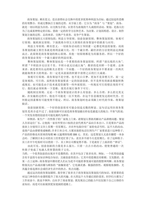运用策划的基本原则,技能来阐述如何进行有创意的商务策划