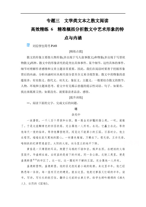 2021高考语文二轮复习精练：第1部分 专题3 文学类文本之散文阅读 高效精练6