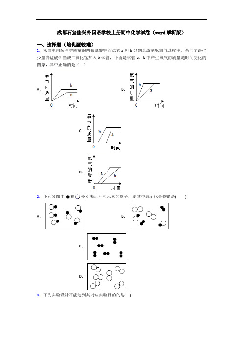 成都石室佳兴外国语学校上册期中初三化学试卷(word解析版)