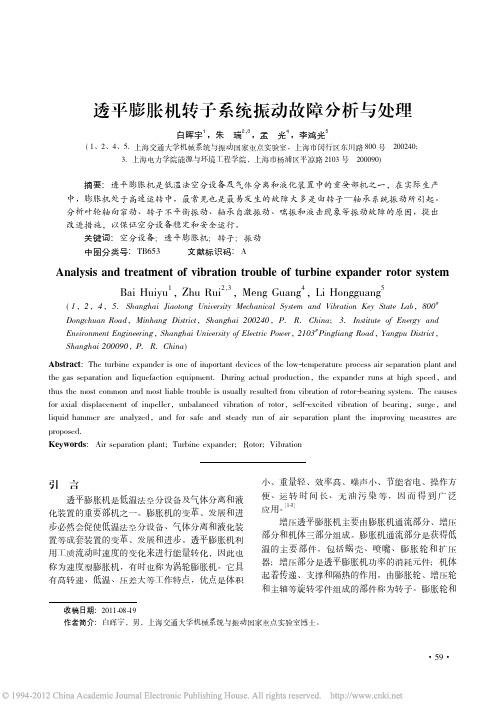 透平膨胀机转子系统振动故障分析与处理