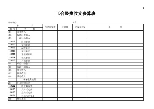 工会经费收支决算表