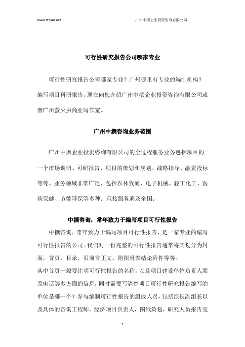 可行性研究报告公司哪家专业