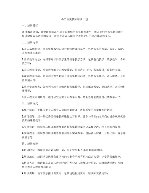 小学音美教师培训计划