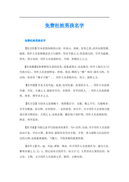 免费杜姓男孩名字