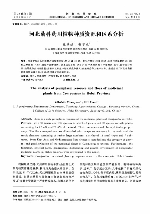 河北菊科药用植物种质资源和区系分析
