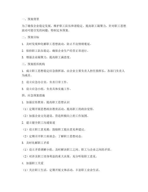 职工思想稳定应急预案