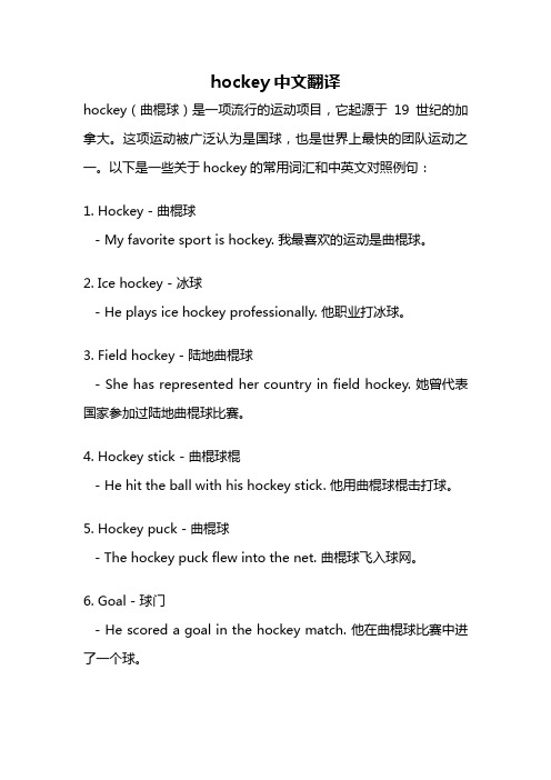 hockey中文翻译