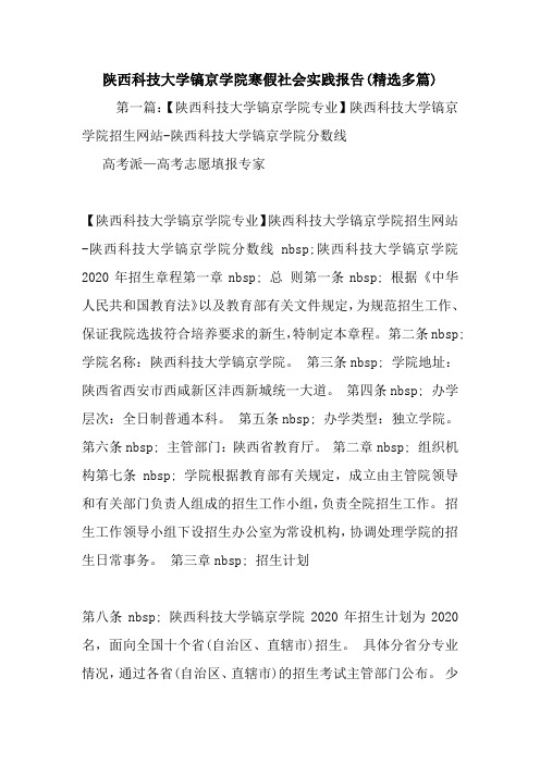 新整理陕西科技大学镐京学院寒假社会实践报告(精选多篇)