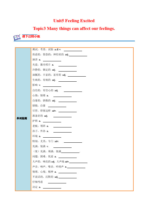 Unit 5 Topic 3 课后培优分级练(解析版)