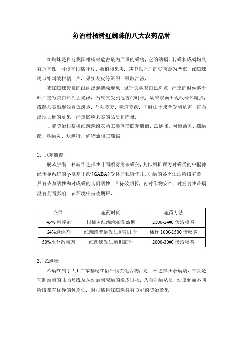 防治柑橘树红蜘蛛的八大农药品种