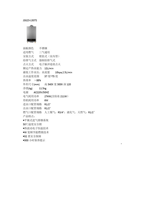 方太热水器JSG23-1307S
