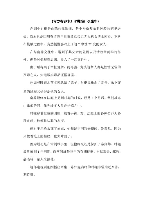《南方有乔木》时樾为什么坐牢